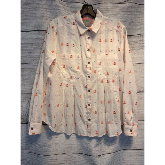 Anthropologie Maeve Miette Teepee Embroidered Button-down Shirt Size 10 - Picture 1 of 3